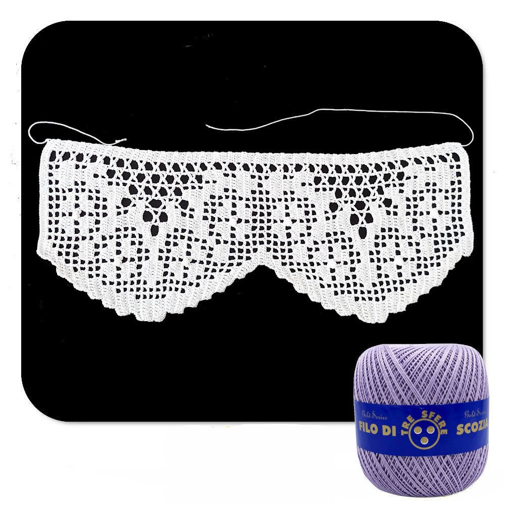 Bordo filet lilla con fiori ad uncinetto 12 cm x 60 cm