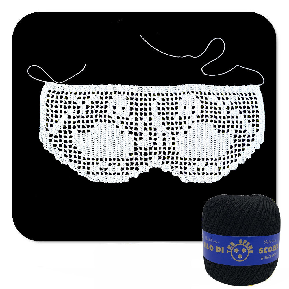 Bordo filet nero con cigni ad uncinetto 11 cm x 50 cm