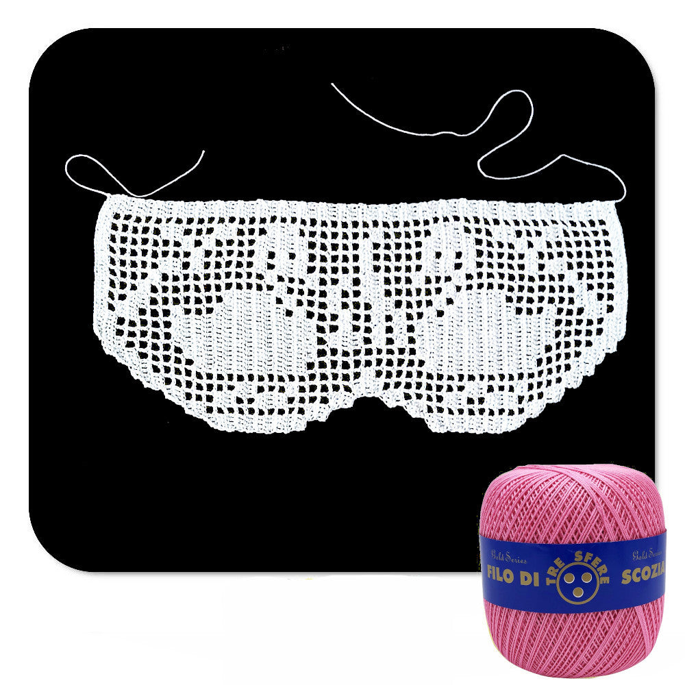 Bordo filet rosa scuro con cigni ad uncinetto 11 cm x 50 cm