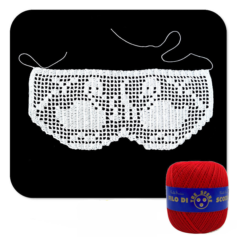 Bordo filet rosso con cigni ad uncinetto 11 cm x 50 cm