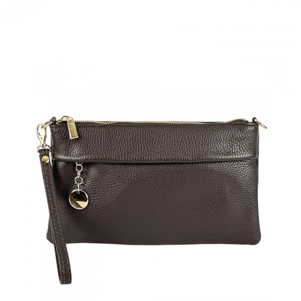 Borsa Pochette da donna testa di moro in vera pelle 25x15 cm - Florina