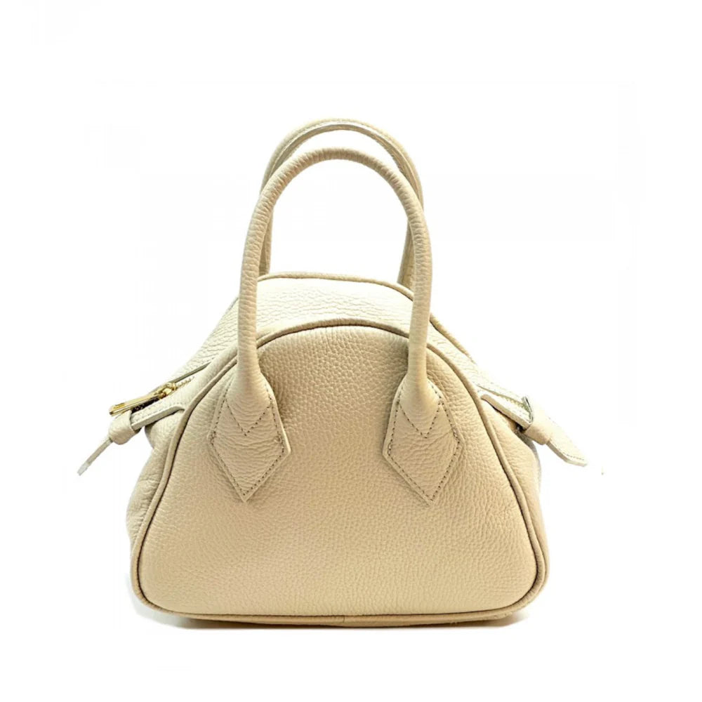 Borsa da donna Beige a mano in vera pelle 24x11x19 cm - Portofino