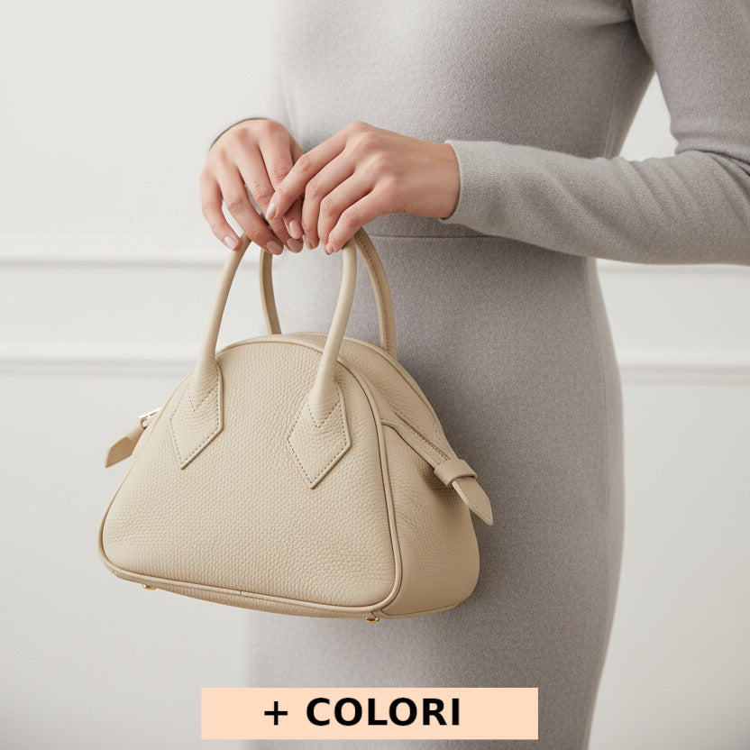 Borsa da donna Beige a mano in vera pelle 24x11x19 cm - Portofino