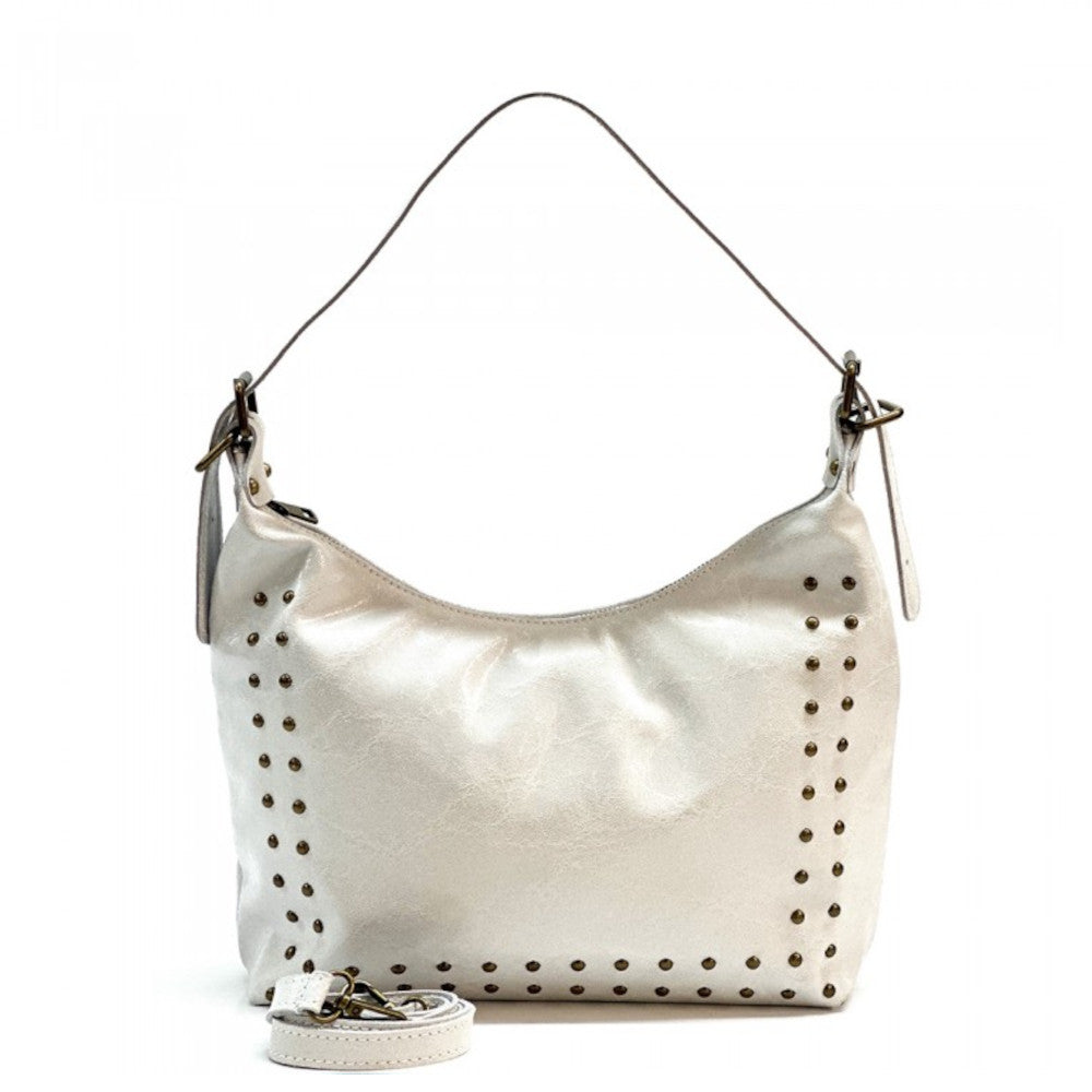 Borsa donna bianca in pelle a spalla con tracolla