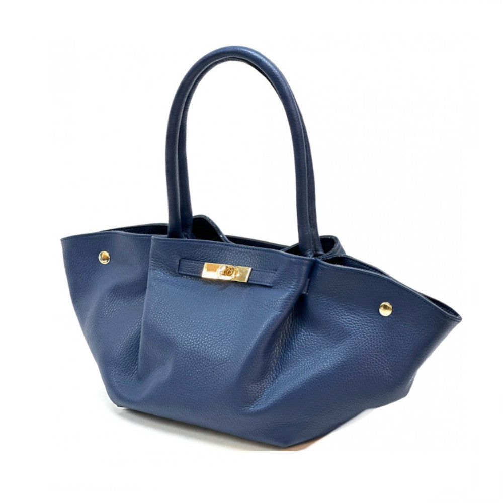 Borsa da donna Blu Scuro a mano in vera pelle 53x15x22 cm - Vivara