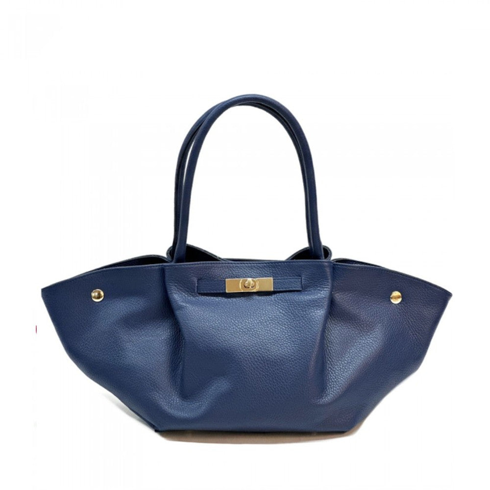 Borsa da donna Blu Scuro a mano in vera pelle 53x15x22 cm - Vivara