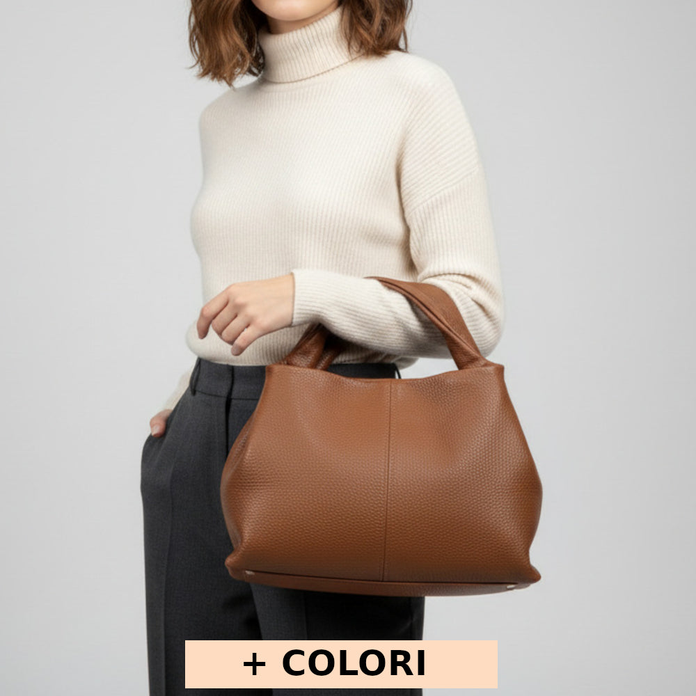 Borsa da donna Cuoio Scuro a mano in vera pelle 27x10x18 cm - Lucea