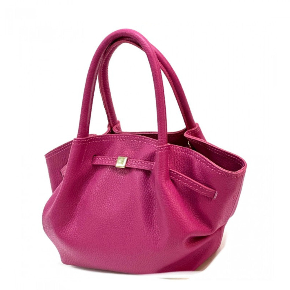 Borsa da donna Fucsia a mano in pelle 33x10x20 cm Terra