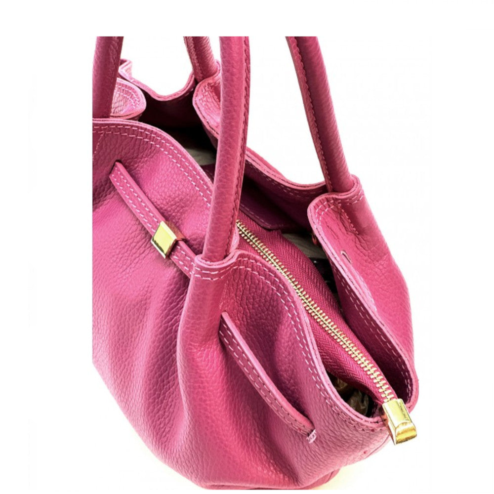 Borsa da donna Fucsia a mano in pelle 33x10x20 cm Terra