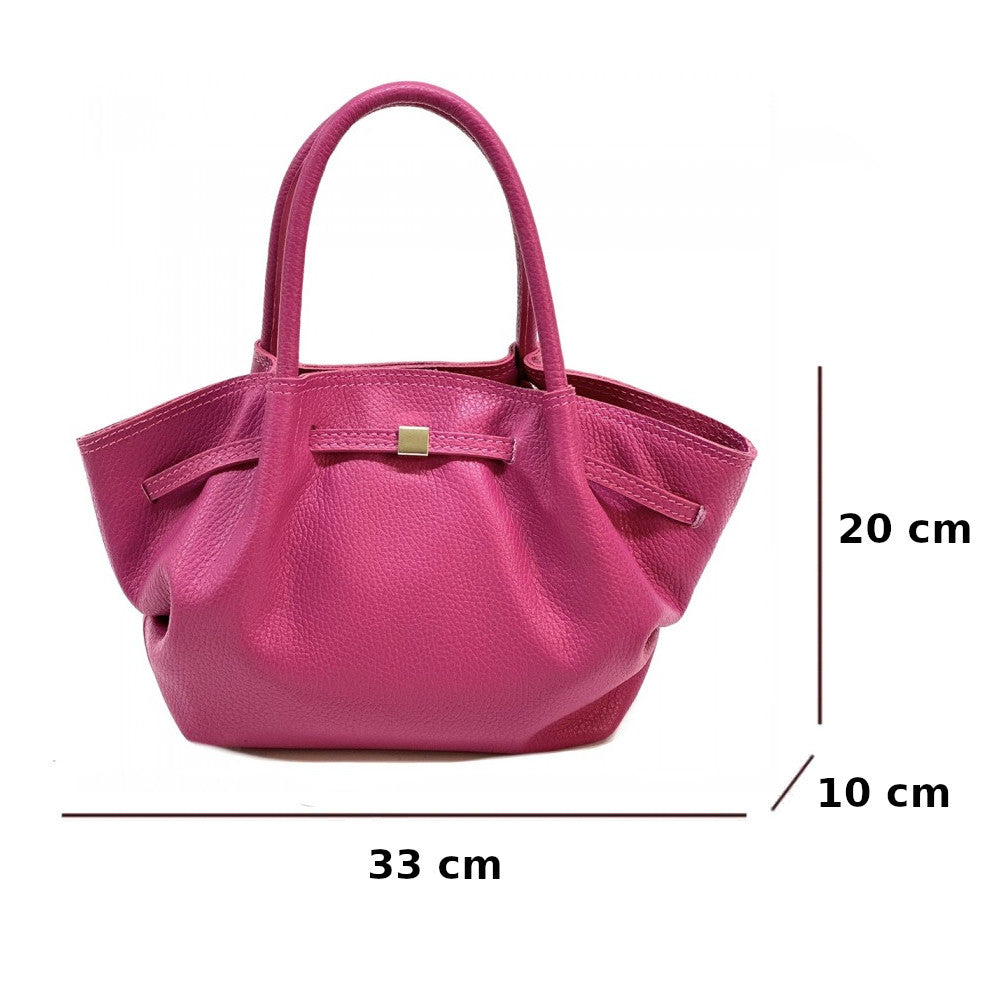 Borsa da donna Fucsia a mano in pelle 33x10x20 cm Terra