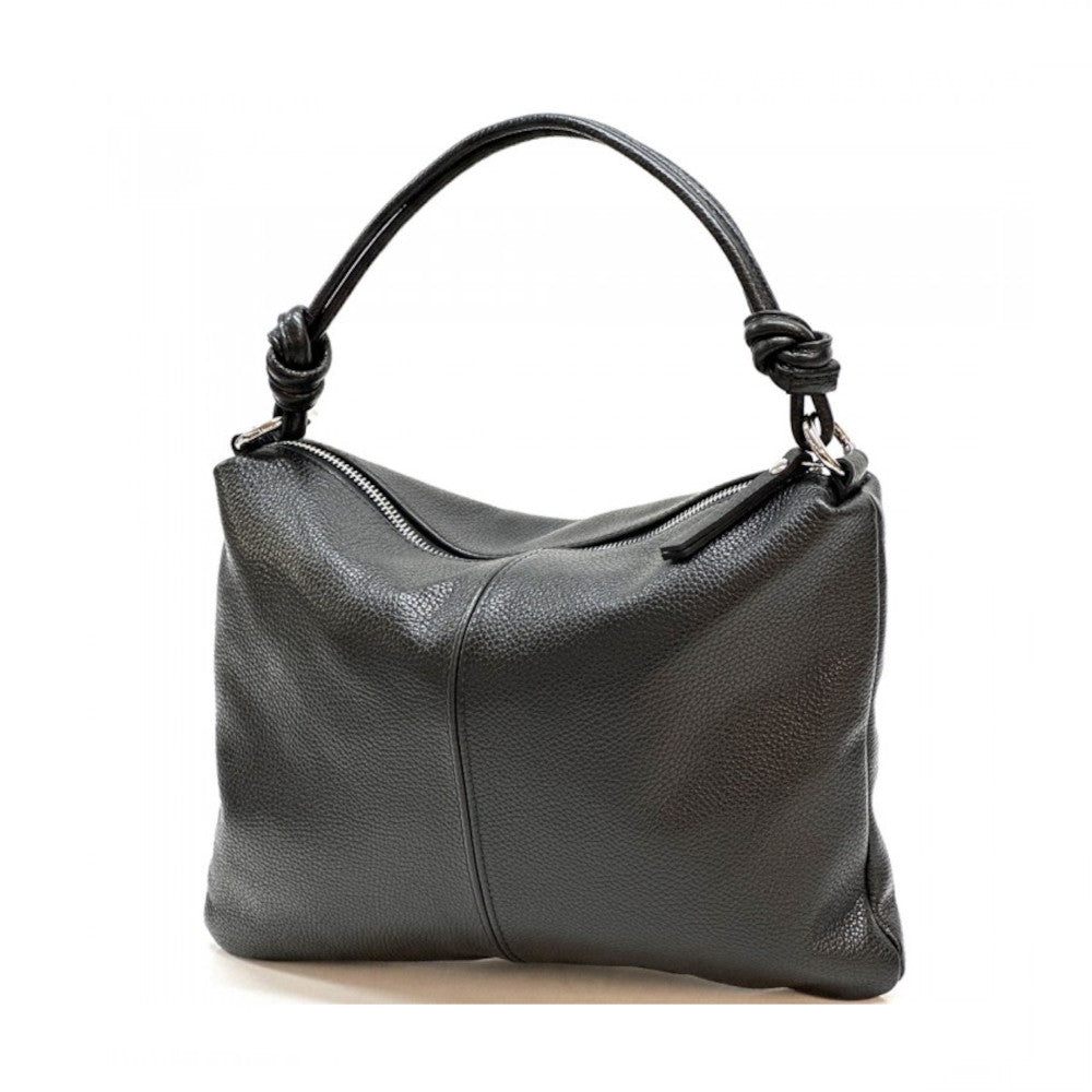 Borsa da donna Nera a spalla in vera pelle 37x27 cm - Lunaria
