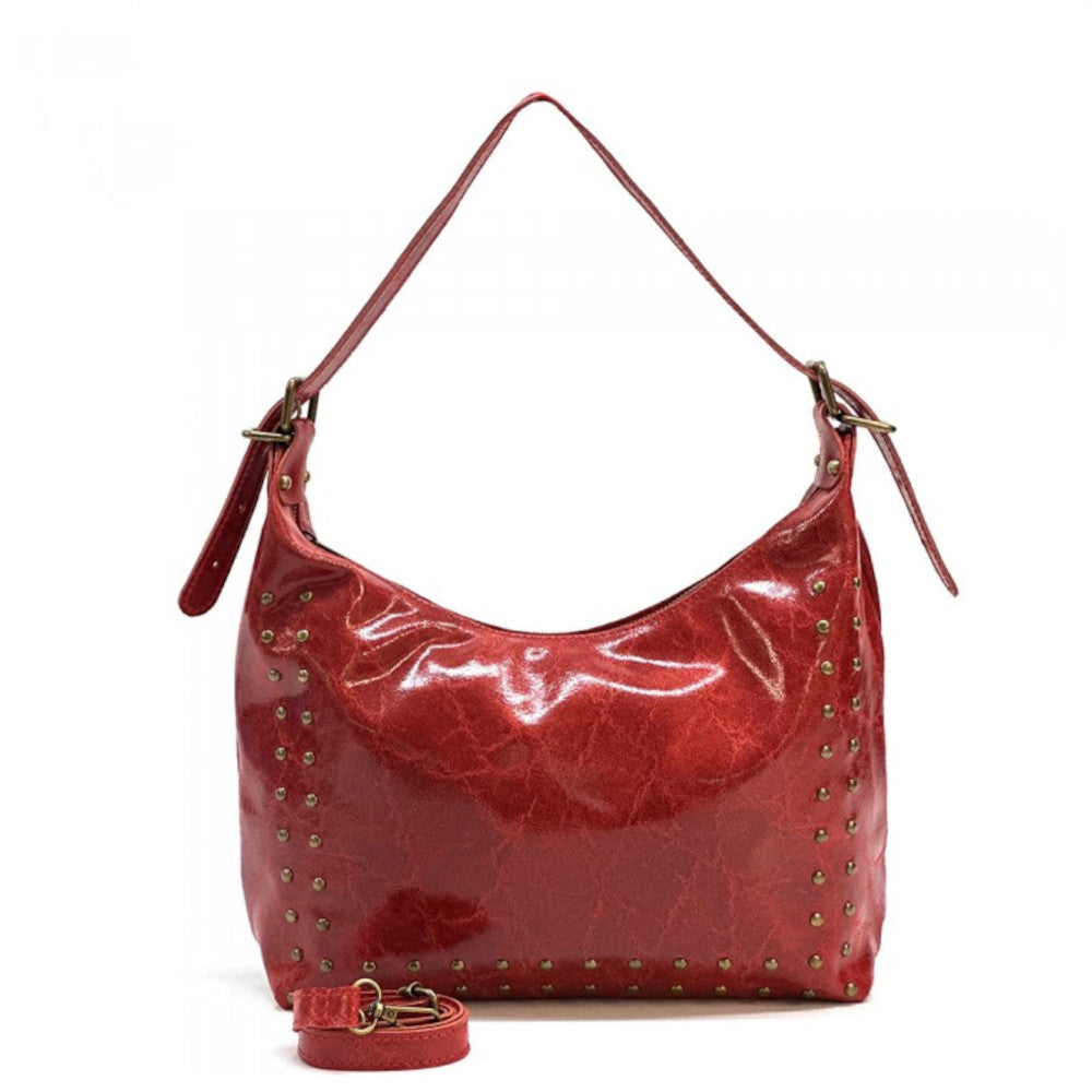 Borsa donna rossa in pelle a spalla con tracolla