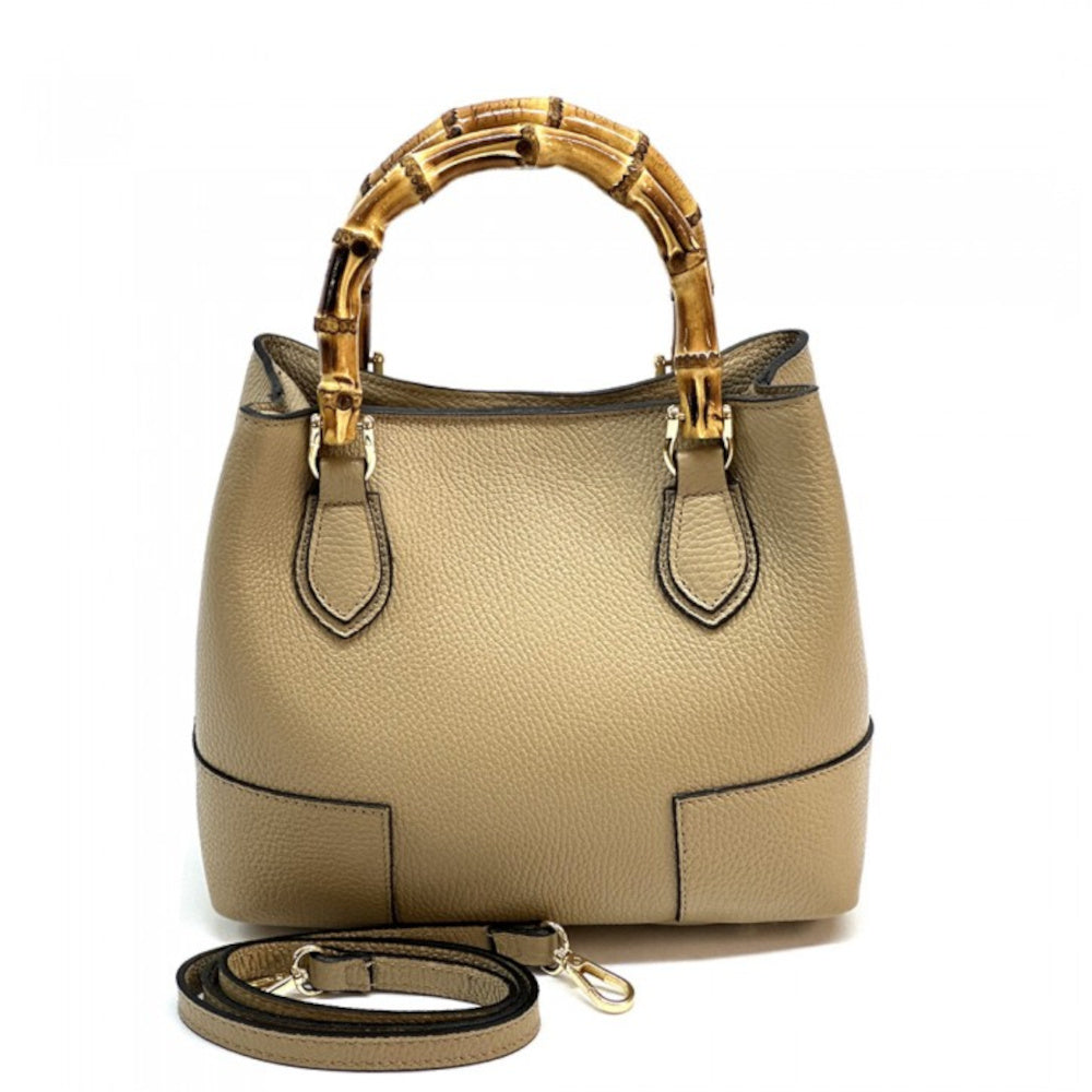 Borsa da donna Tortora Chiaro a mano in pelle 26x12x21 cm - Fabrizia