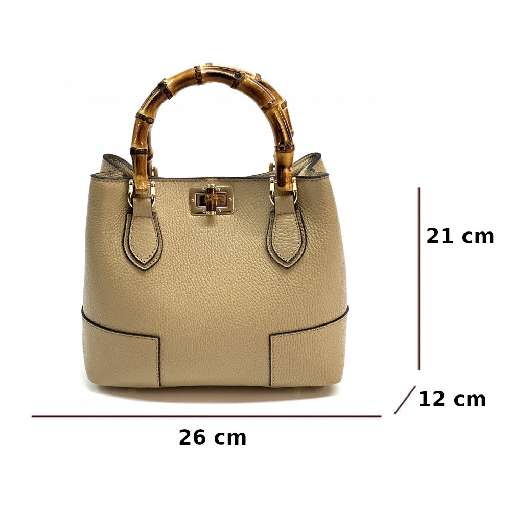 Borsa da donna Tortora Chiaro a mano in pelle 26x12x21 cm - Fabrizia