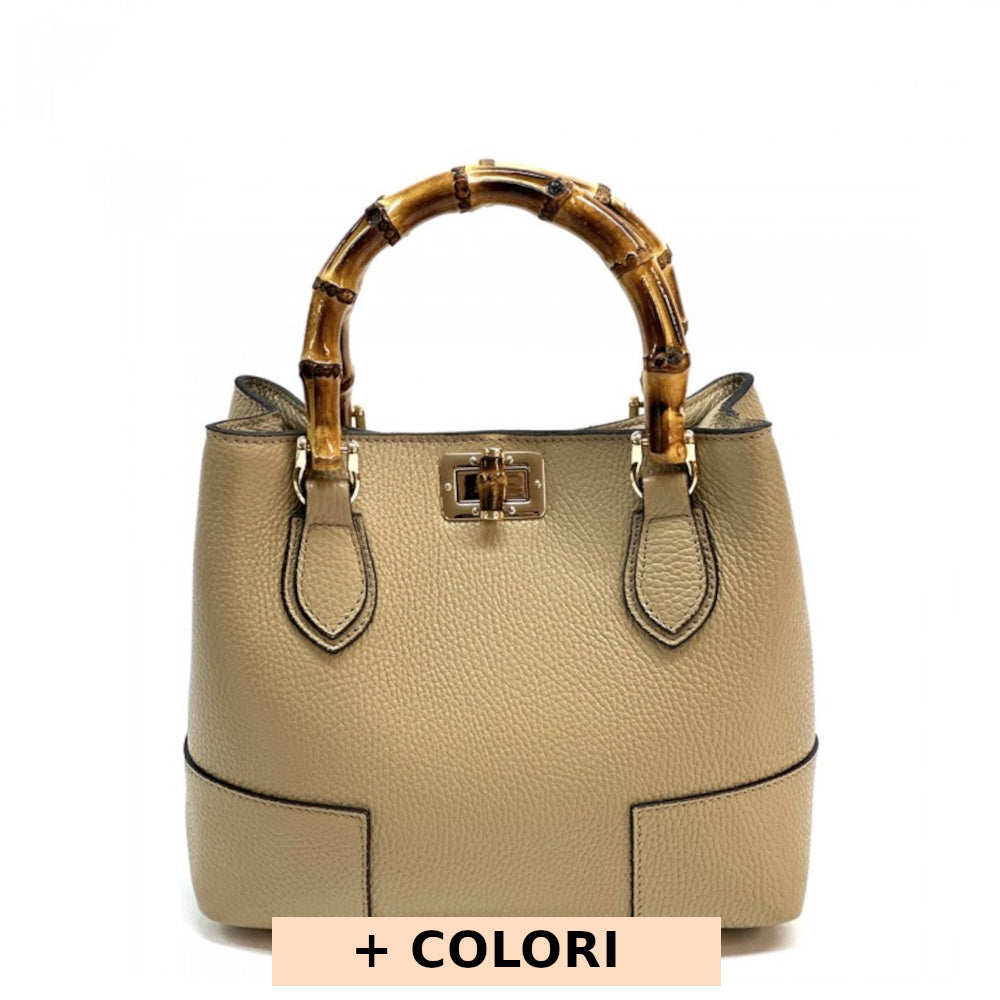 Borsa da donna Tortora Chiaro a mano in pelle 26x12x21 cm - Fabrizia