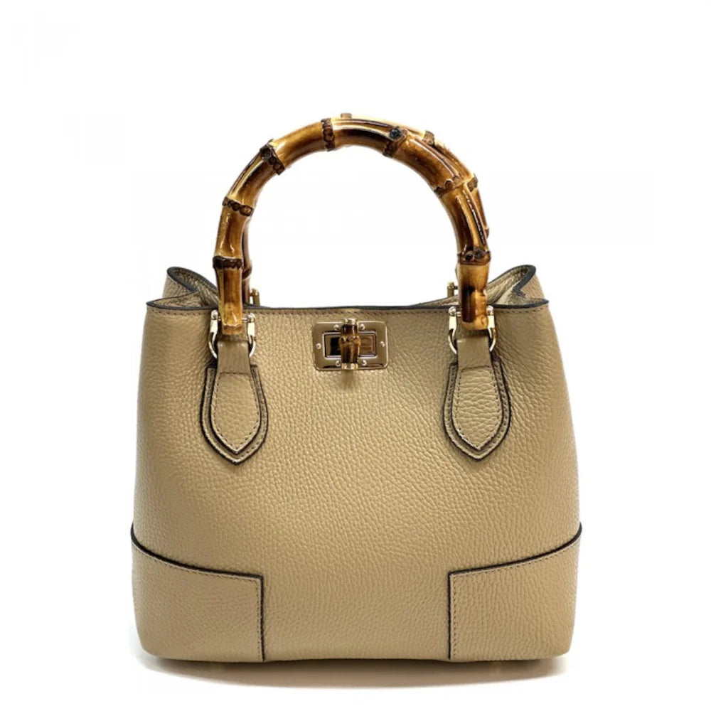 Borsa da donna Tortora Chiaro a mano in pelle 26x12x21 cm - Fabrizia