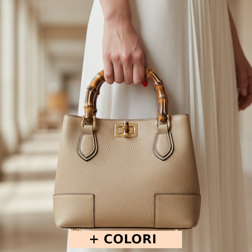 Borsa da donna Tortora Chiaro a mano in pelle 26x12x21 cm - Fabrizia