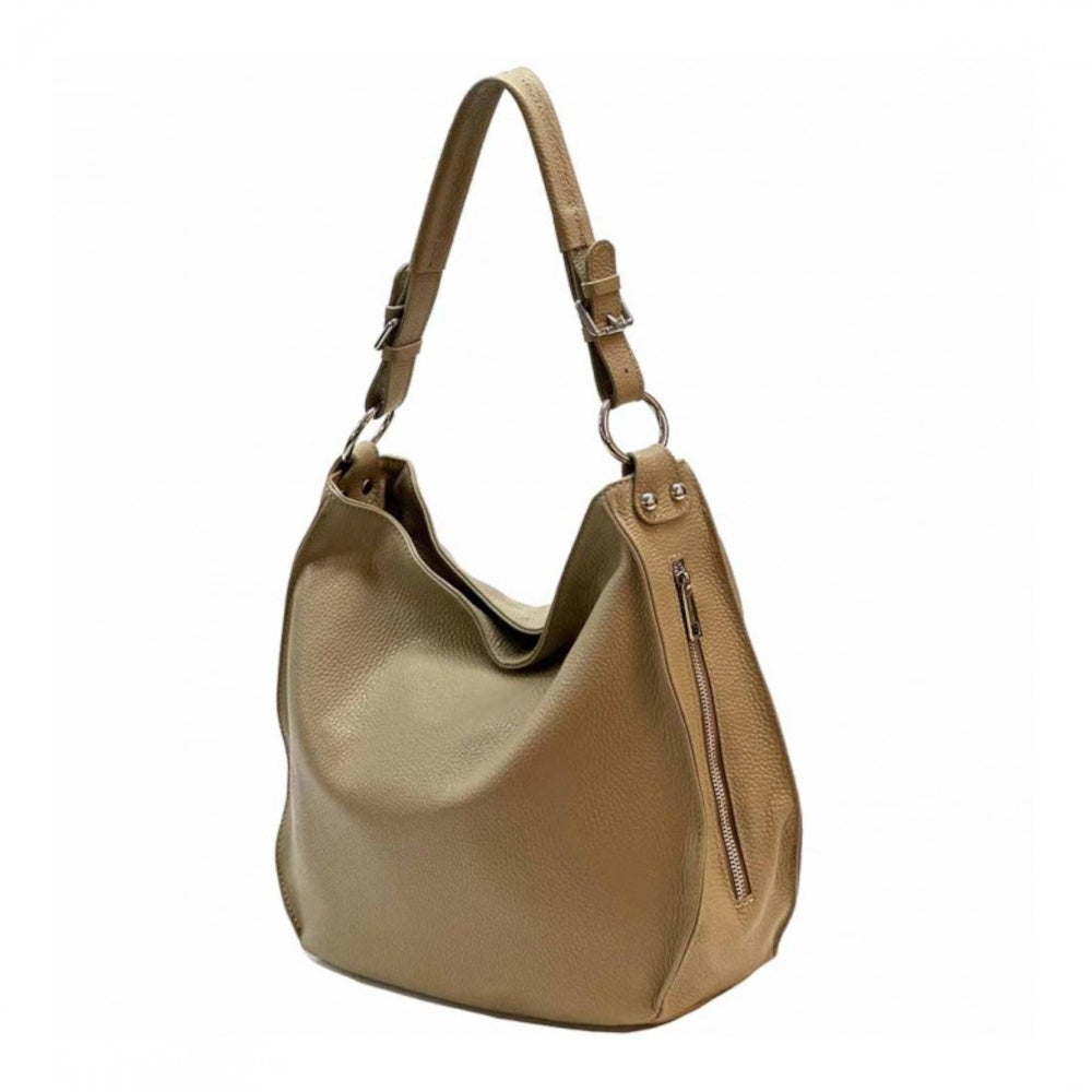 borsa donna tortora a spalla con tracolla in pelle