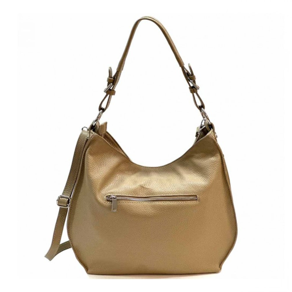 borsa donna tortora a spalla con tracolla in pelle