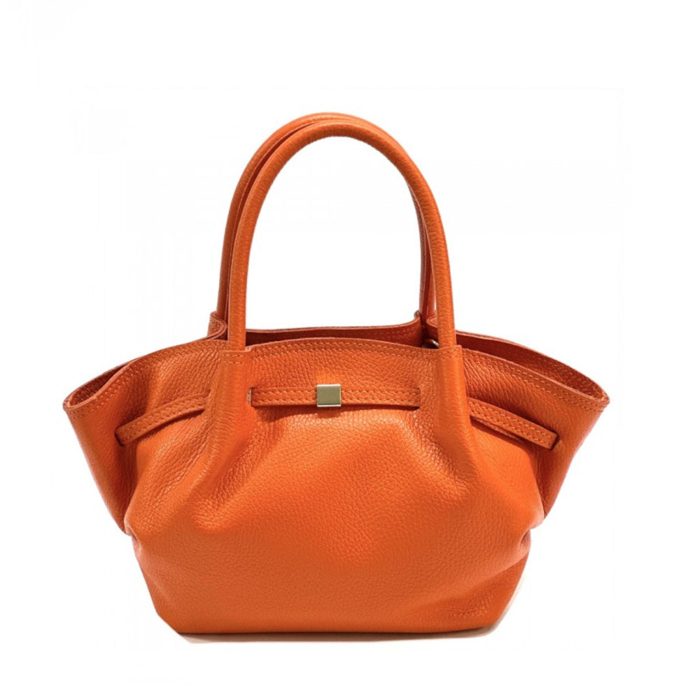 Borsa da donna arancione a mano in pelle 33x10x20 cm Terra