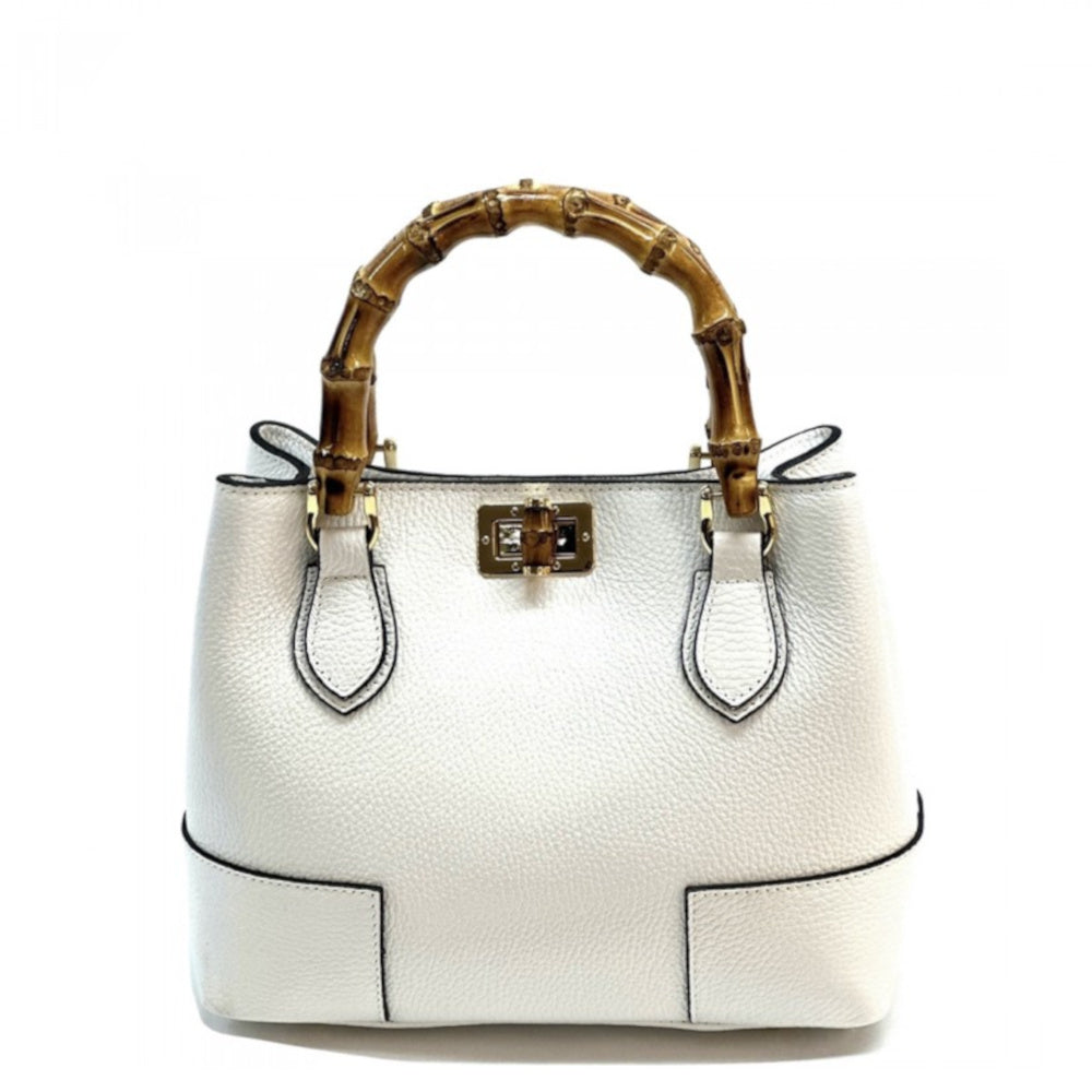 Borsa da donna bianca a mano in pelle 26x12x21 cm - Fabrizia