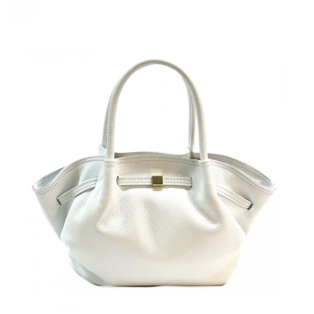 Borsa da donna bianca a mano in pelle 33x10x20 cm Terra