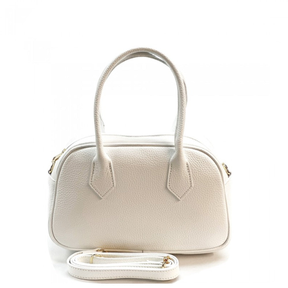 Borsa da donna bianca a mano in vera pelle 27x12x17 cm - Bella Vita