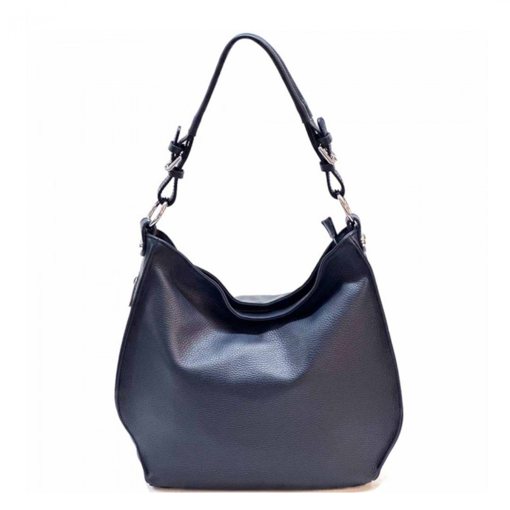 borsa donna blu a spalla con tracolla in pelle