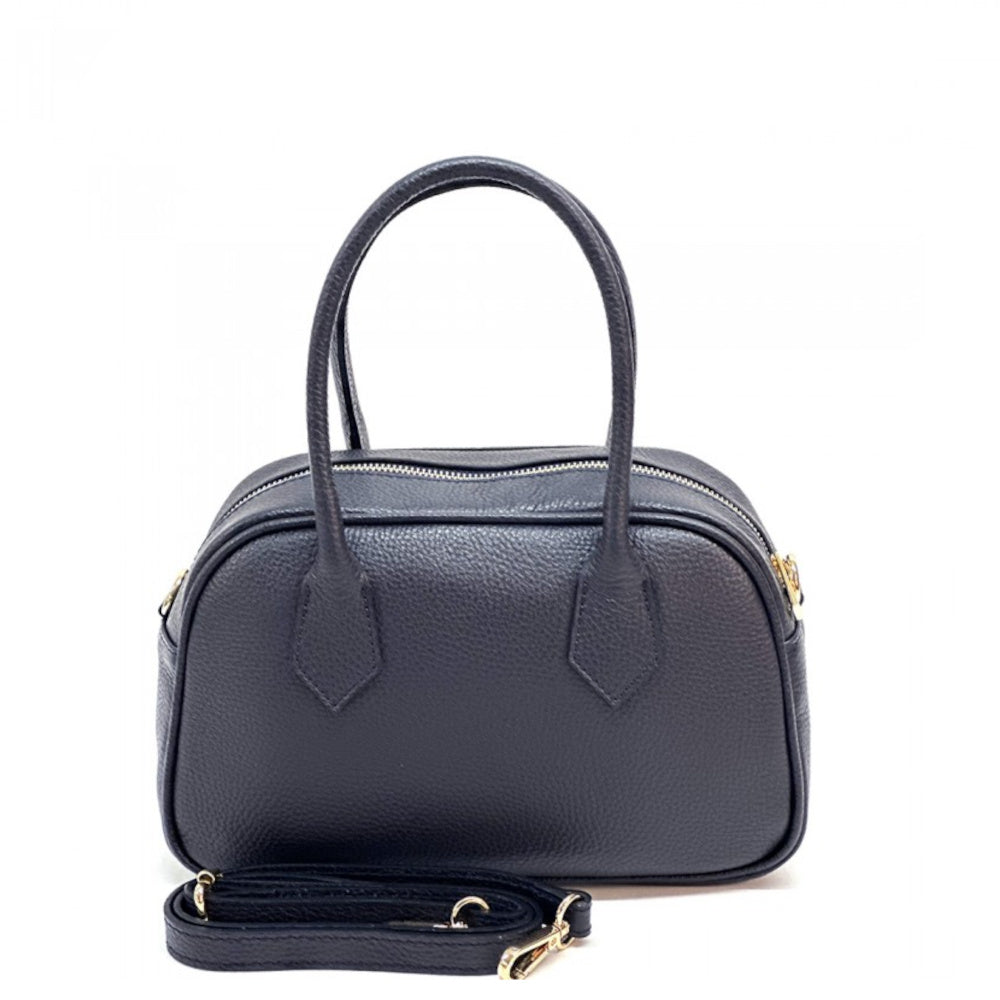 Borsa da donna blu scuro a mano in vera pelle 27x12x17 cm - Bella Vita