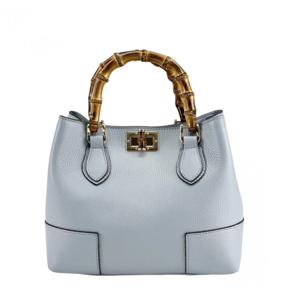 Borsa da donna celeste a mano in pelle 26x12x21 cm - Fabrizia