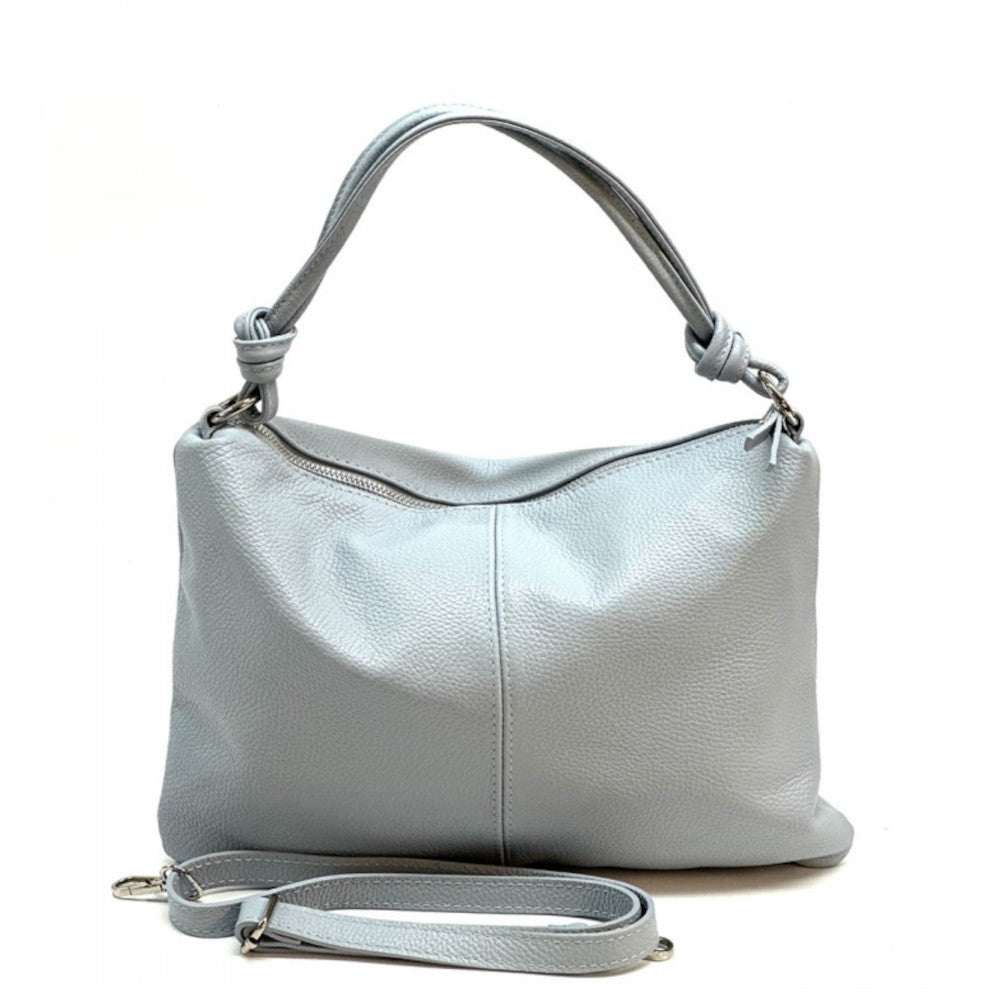 Borsa da donna celeste a spalla in vera pelle 37x27 cm - Lunaria