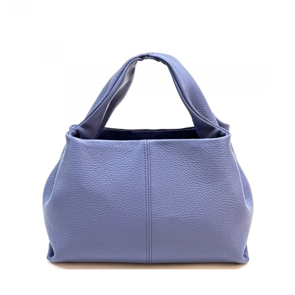 Borsa da donna celeste scuro a mano in pelle 27x10x18 cm Lucea