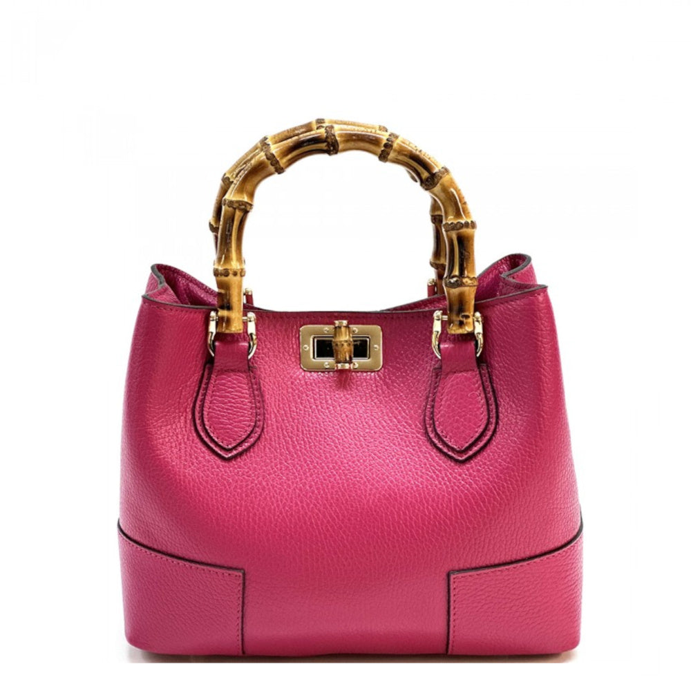 Borsa da donna fucsia a mano in pelle 26x12x21 cm - Fabrizia