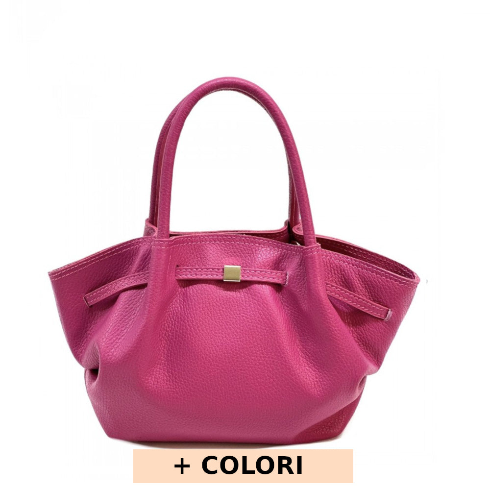 Borsa da donna Fucsia a mano in pelle 33x10x20 cm Terra