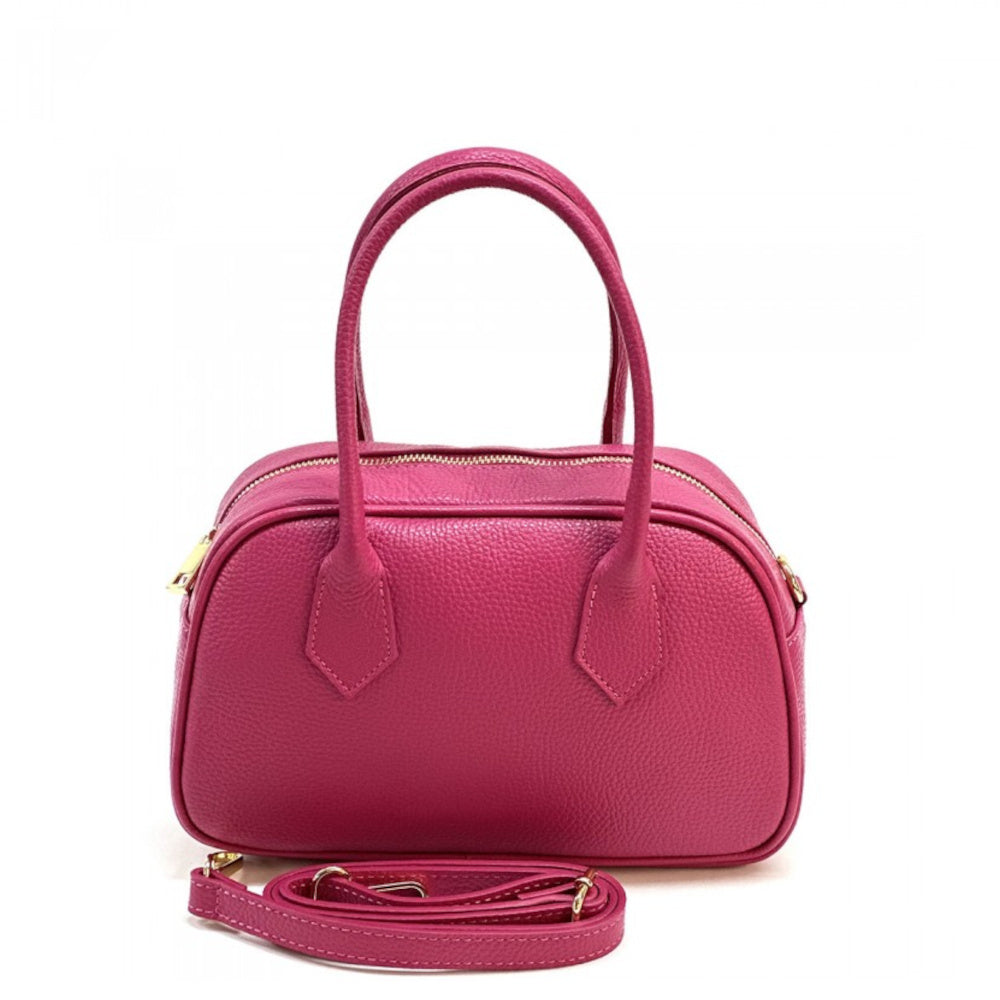 Borsa da donna fucsia a mano in vera pelle 27x12x17 cm - Bella Vita