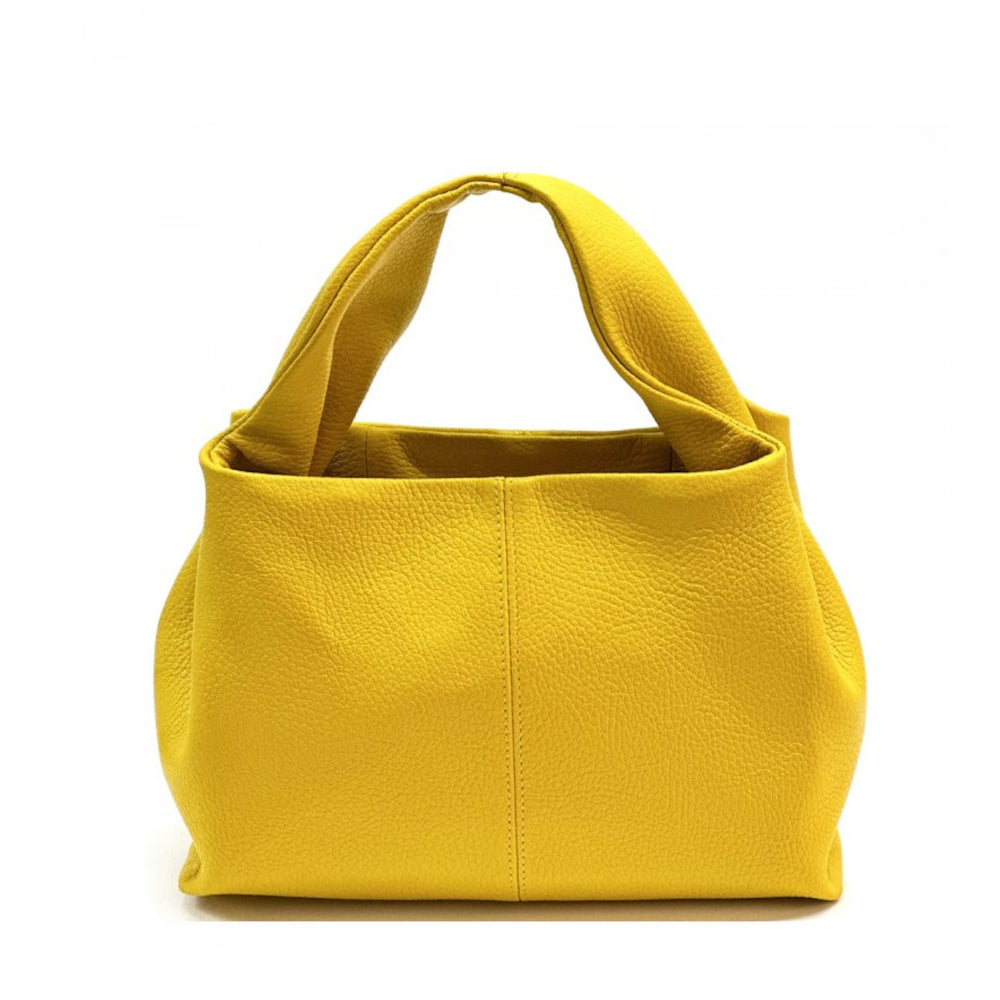 Borsa da donna gialla a mano in pelle 27x10x18 cm Lucea