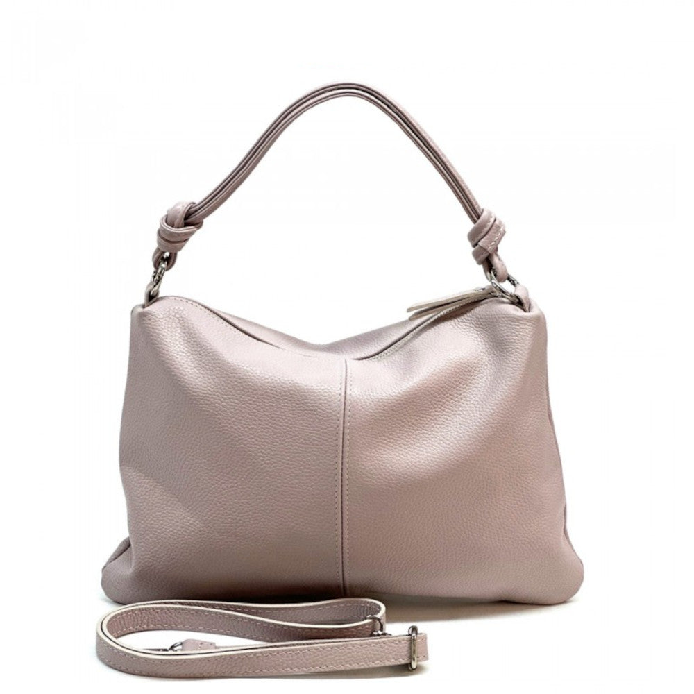 Borsa da donna lilla a spalla in vera pelle 37x27 cm - Lunaria