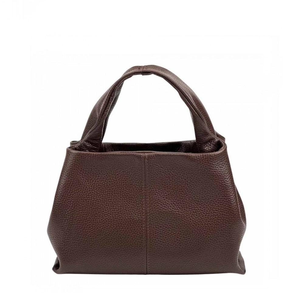 Borsa da donna marrone a mano in pelle 27x10x18 cm Lucea