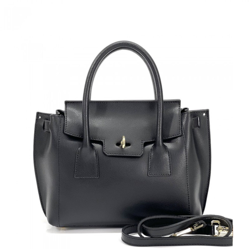 Borsa da donna nera a mano in vera pelle 35x8x24 cm - Noelia