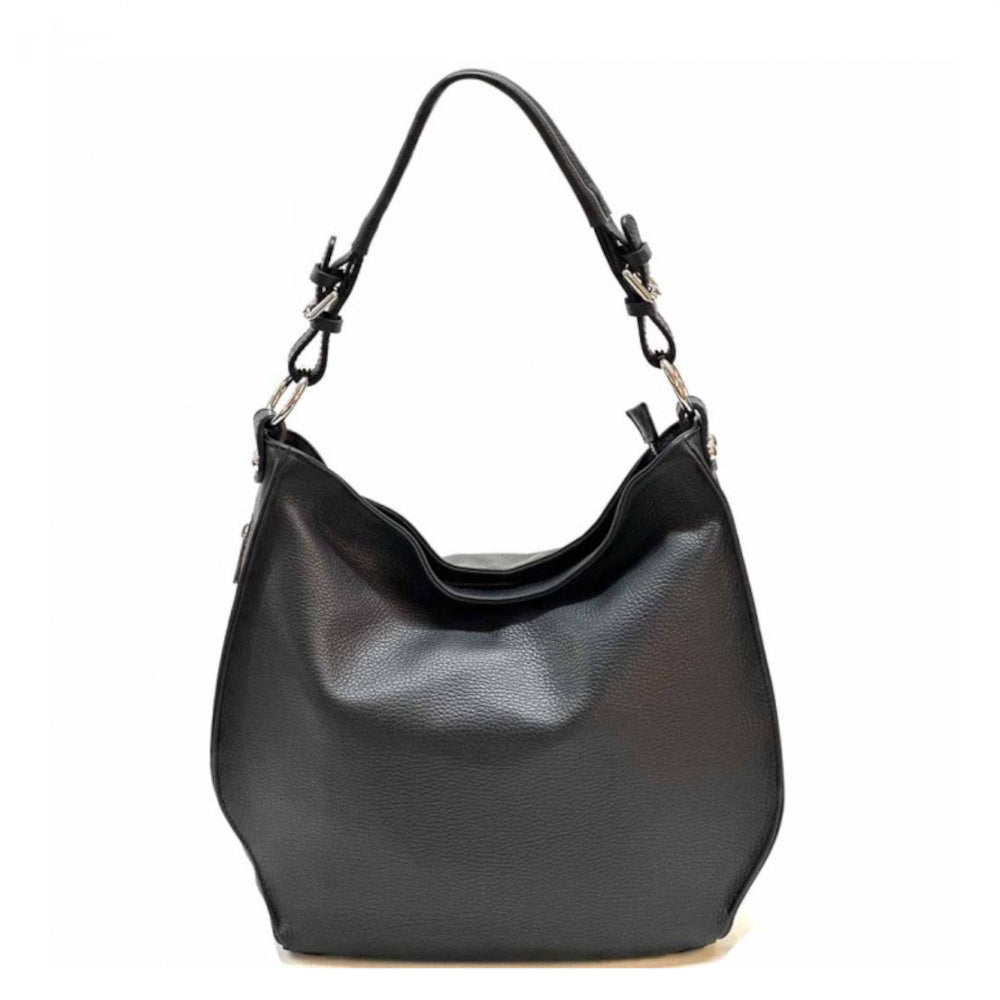 borsa donna nera a spalla con tracolla in pelle
