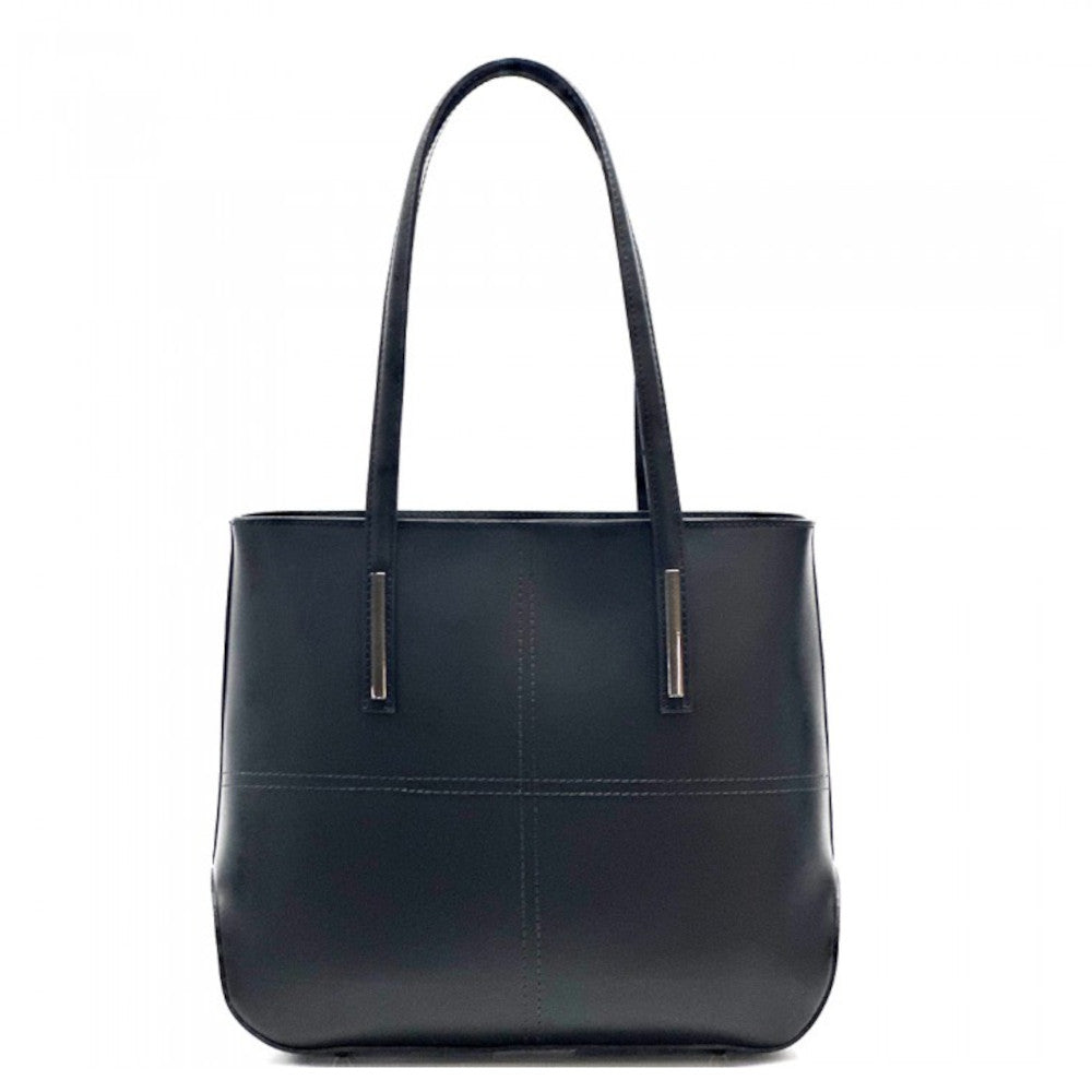 Borsa da donna nera a spalla in vera pelle 37x12x30 cm - Linea