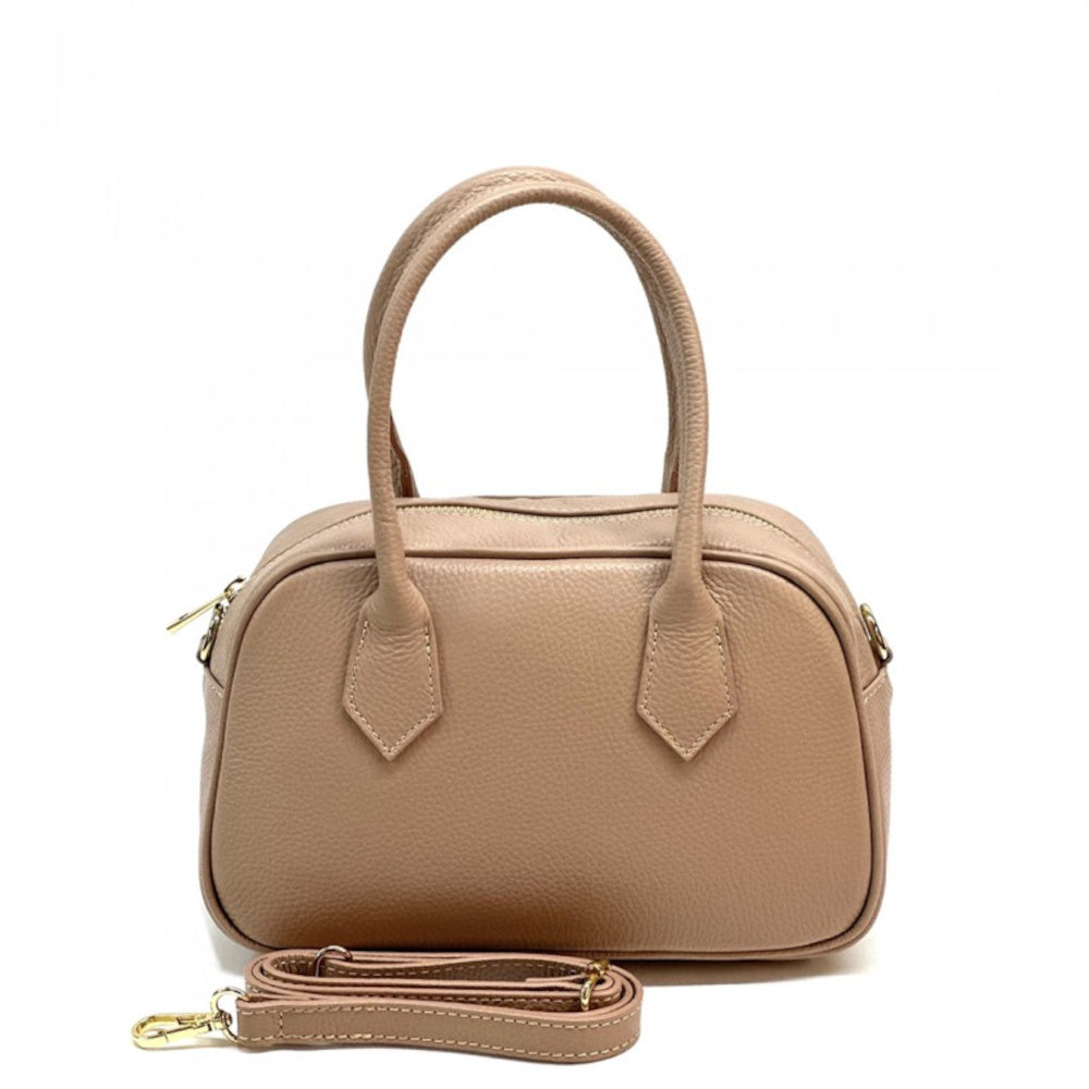 Borsa da donna rosa a mano in vera pelle 27x12x17 cm - Bella Vita