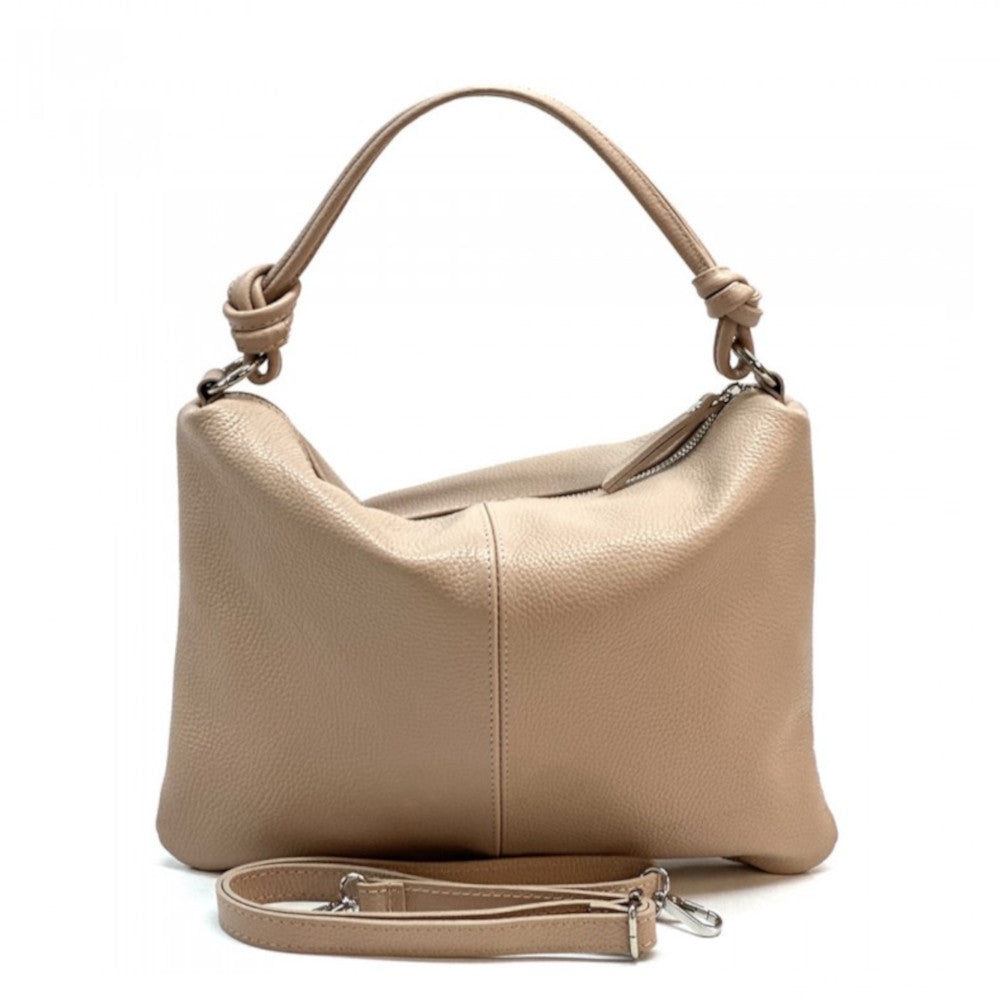 Borsa da donna rosa a spalla in vera pelle 37x27 cm - Lunaria