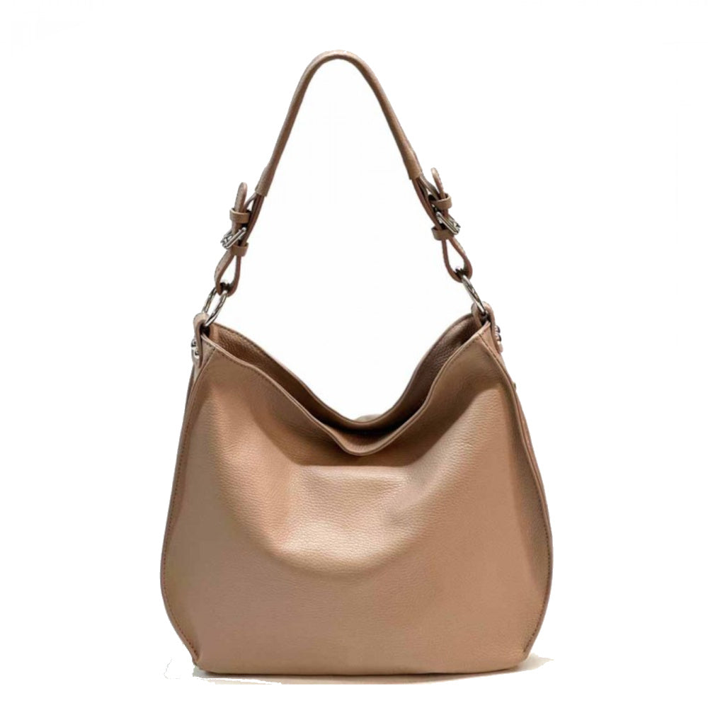 borsa donna rosa a spalla con tracolla in pelle