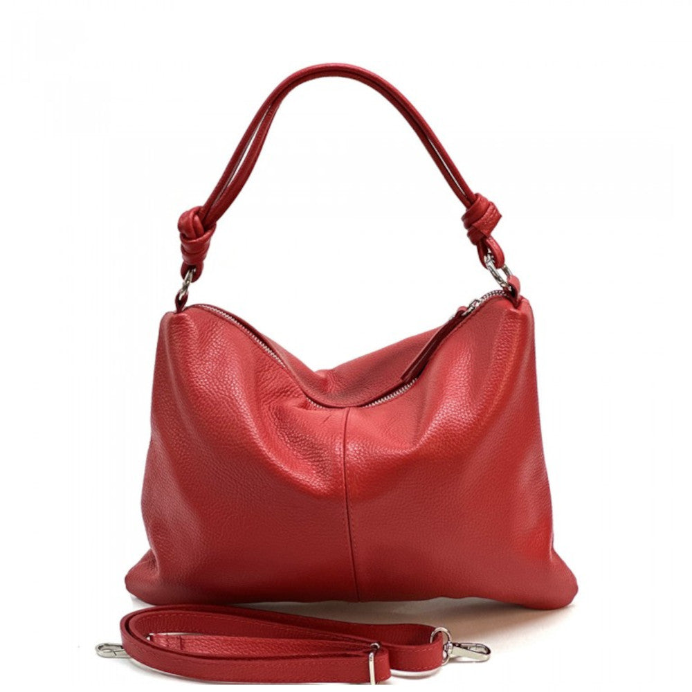 Borsa da donna rossa a spalla in vera pelle 37x27 cm - Lunaria