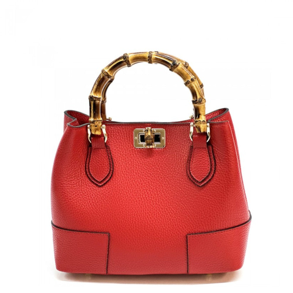 Borsa da donna rosso chiaro a mano in pelle 26x12x21 cm - Fabrizia