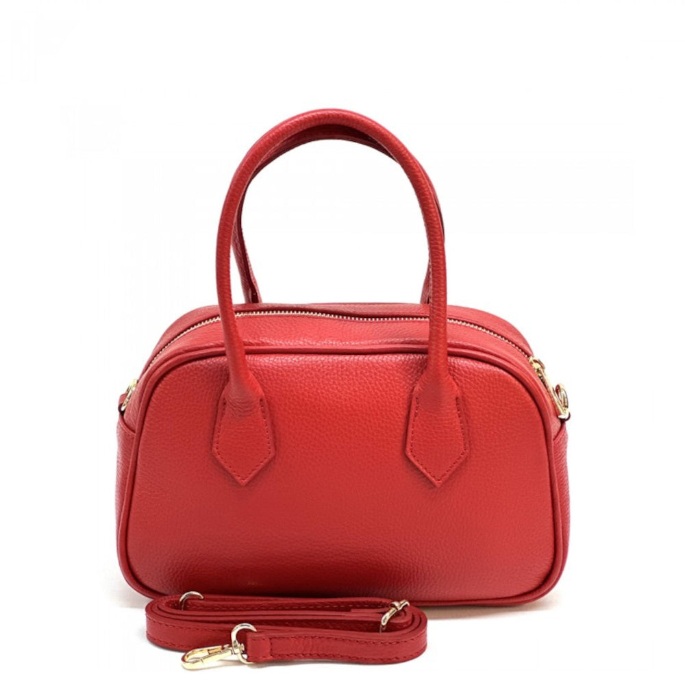 Borsa da donna rosso chiaro a mano in vera pelle 27x12x17 cm - Bella Vita