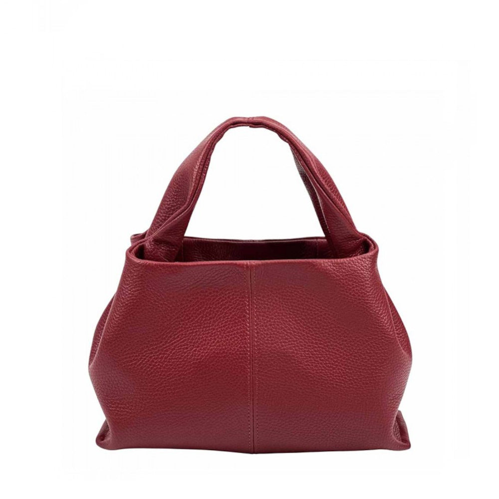 Borsa da donna rosso scuro a mano in pelle 27x10x18 cm Lucea