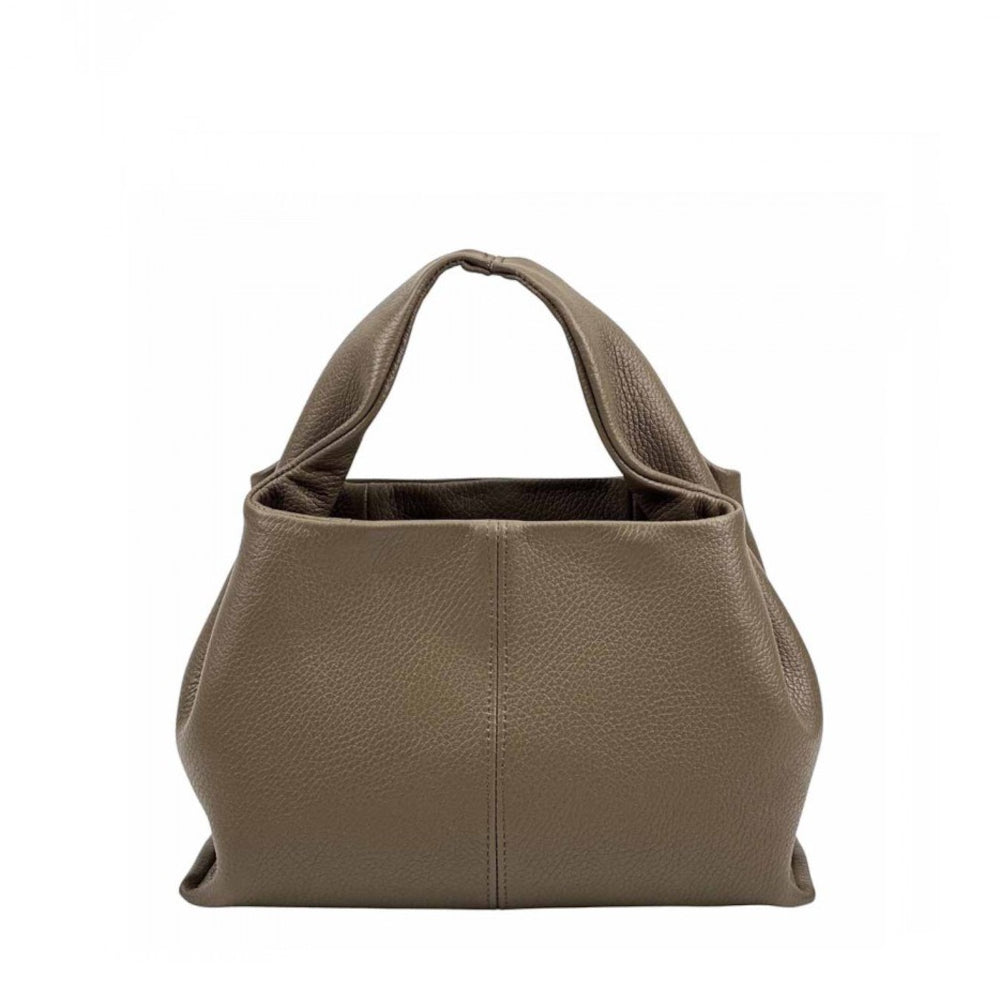 Borsa da donna tortora scuro a mano in pelle 27x10x18 cm Lucea