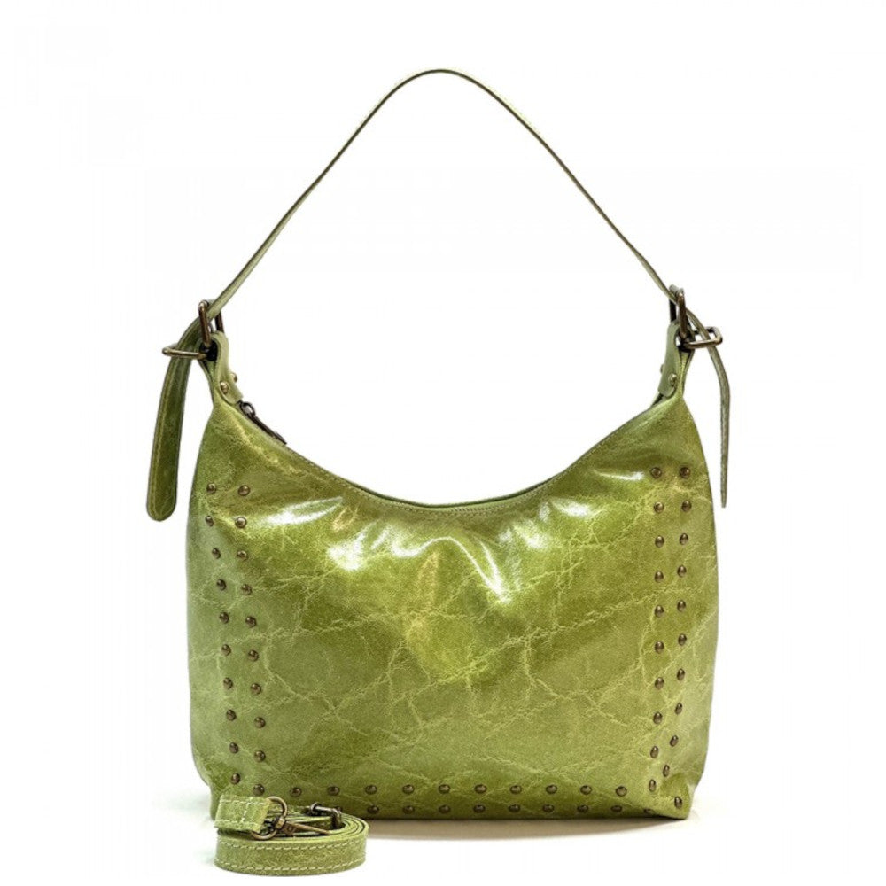 Borsa donna verde in pelle a spalla con tracolla
